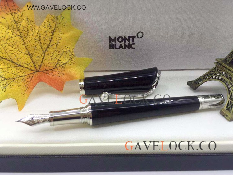AAA Grade Montblanc Marilyn Monroe Black Resin Fountain / Mont Blanc Fake Pen AAA Grade Montblanc Marilyn Monroe Black Resin Fountain / Mont Blanc Fake Pen